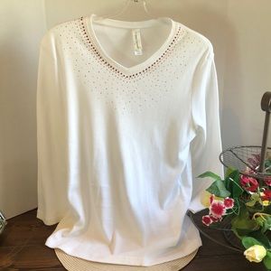 Decorated Original Top, Size M, Red/clear stones